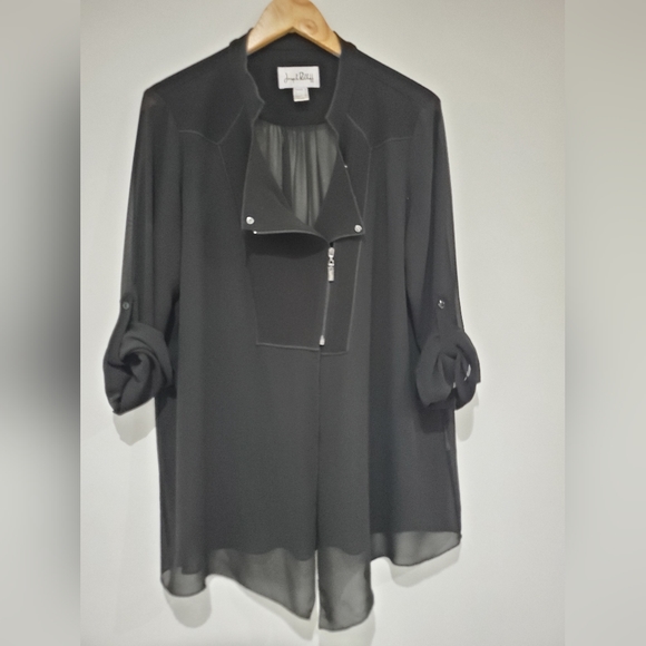 Joseph Ribkoff Tops - Joseph Ribkoff black Chiffon zip front blouse size 12
